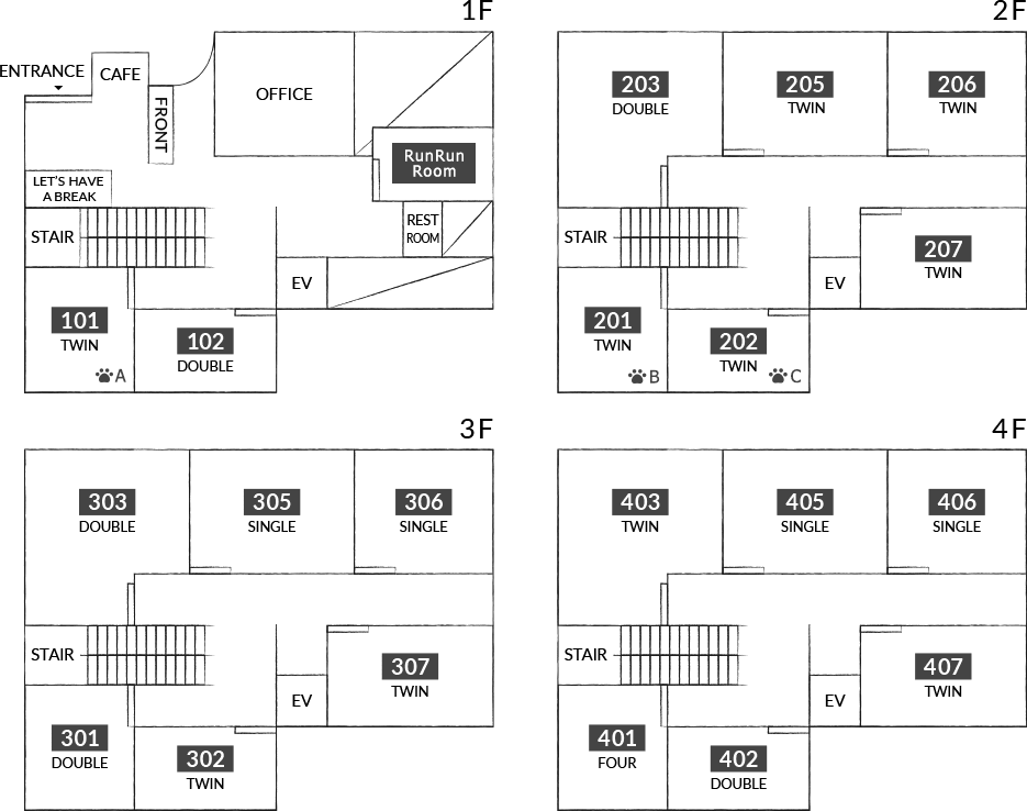 HOTEL 3O’CLOCK TENNOJI　フロアガイド